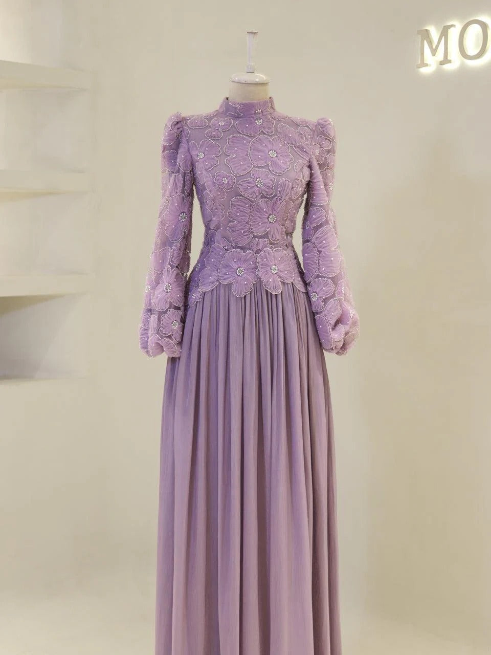 Arwen Embroidered Balloon Sleeve Gown