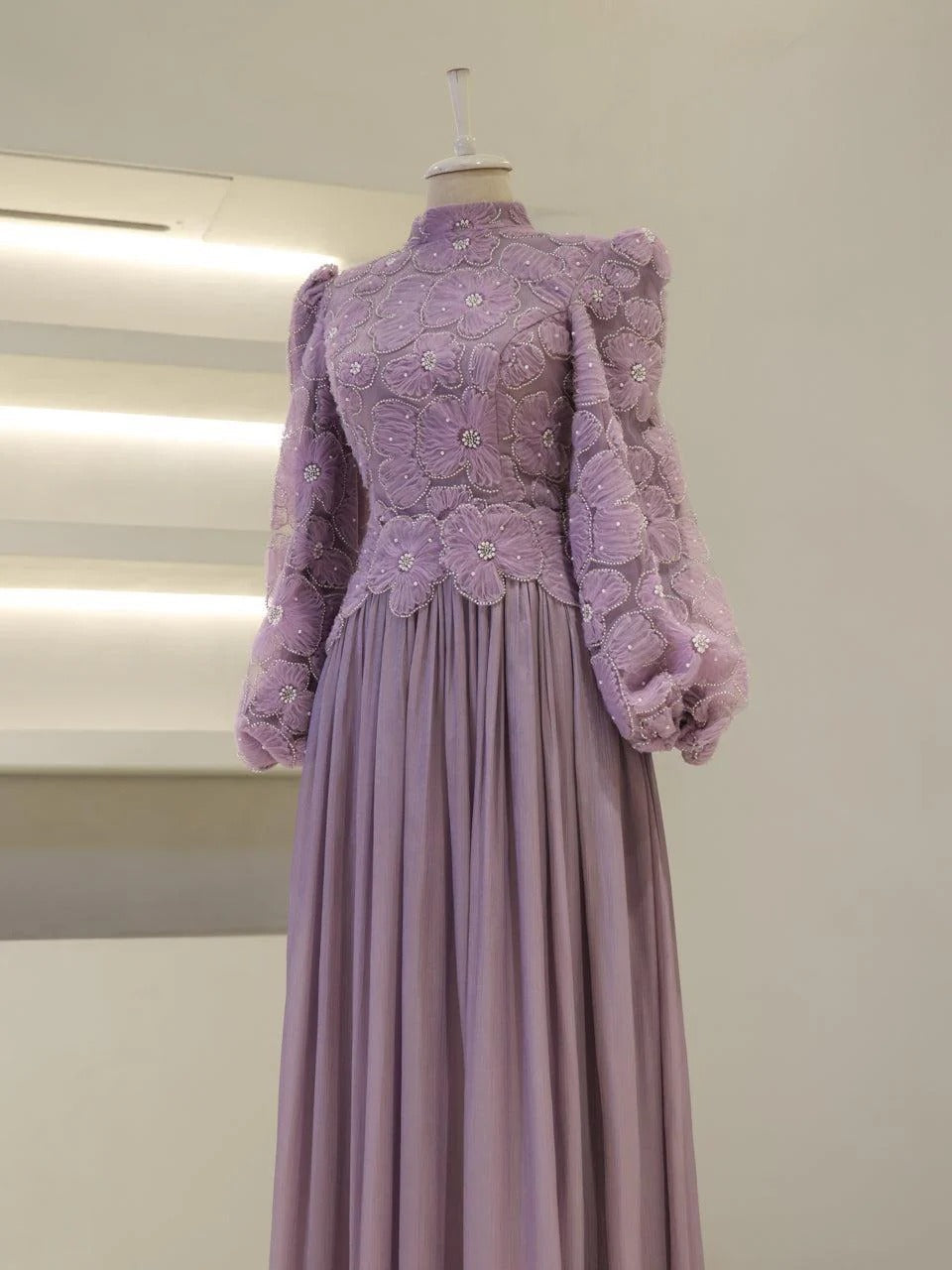 Arwen Embroidered Balloon Sleeve Gown