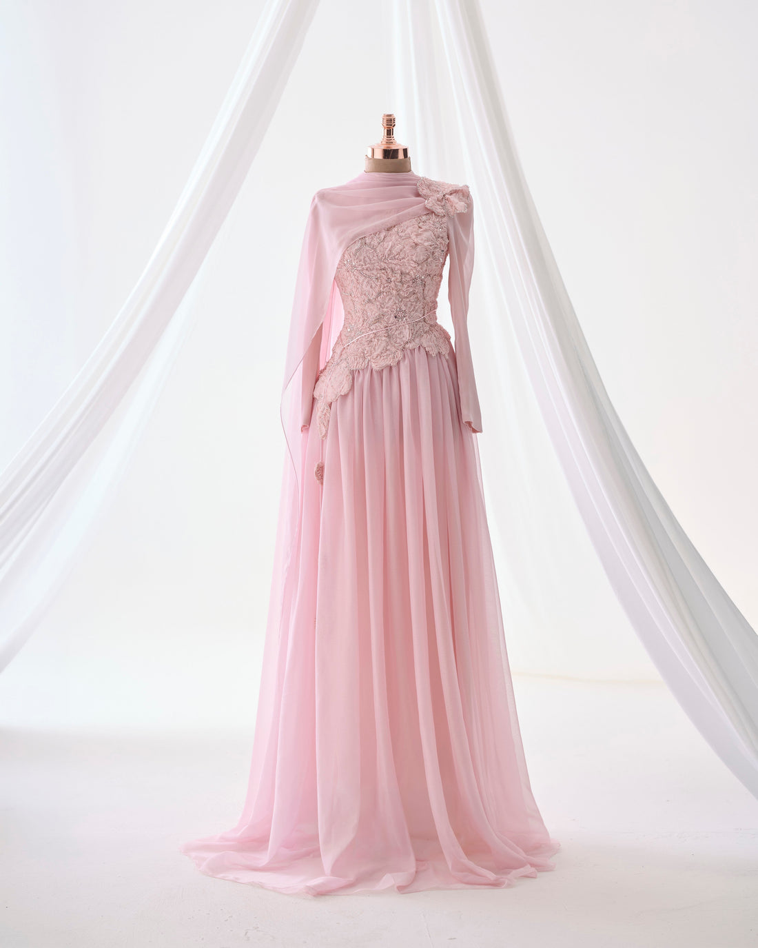 Maya Pink 3D Floral Evening Dress –Formal Gown