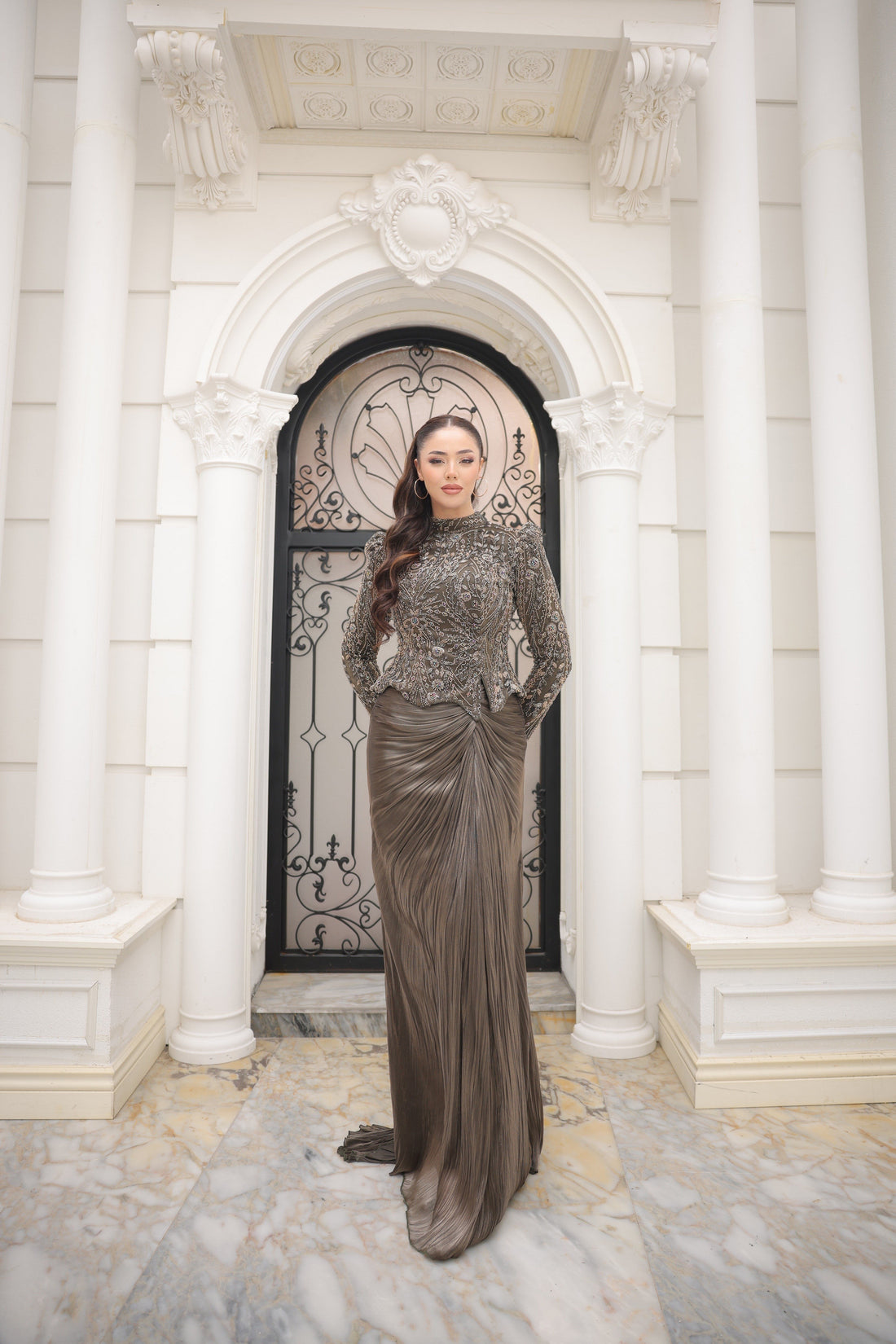 Sierra Khaki Evening Gown | Elegant Formal Dress for Women