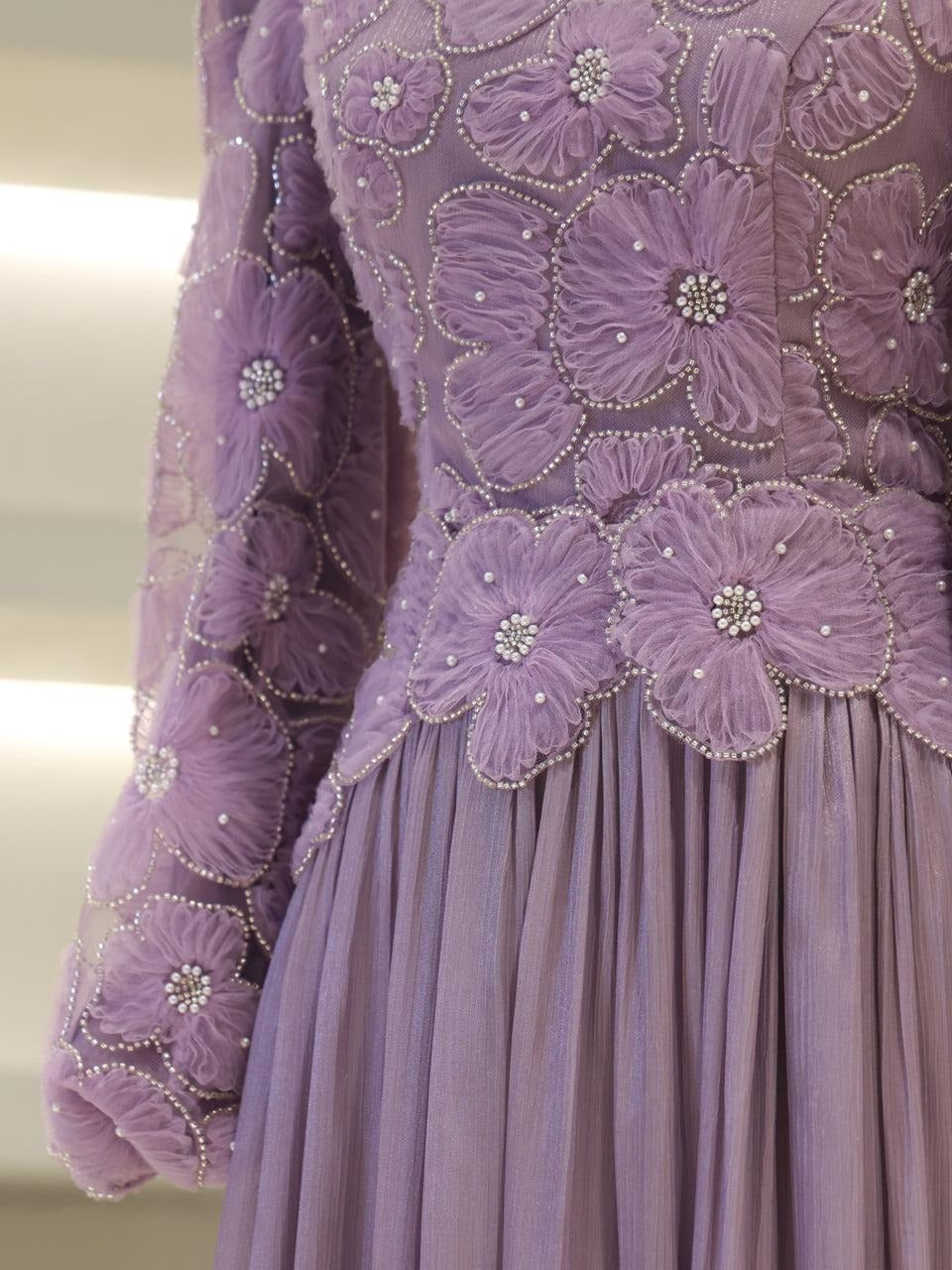 Arwen Embroidered Balloon Sleeve Gown