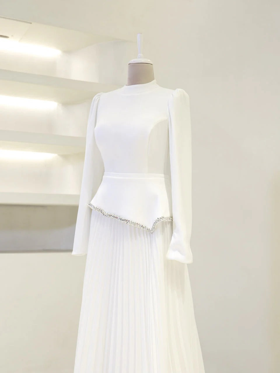 Elegant Beaded Maxi Evening Gown - White