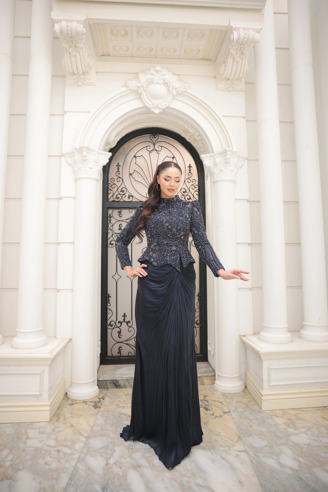 Sierra Navy Blue Evening Gown | Elegant Formal Dress for Women
