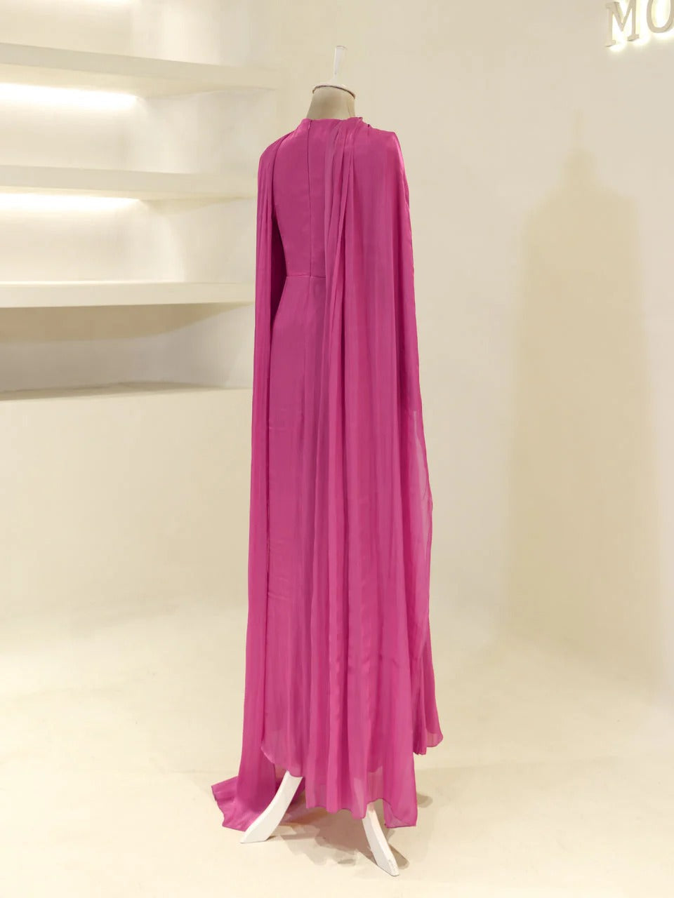 Orchid Fabric Flare Modest Evening Dress - Fuschia