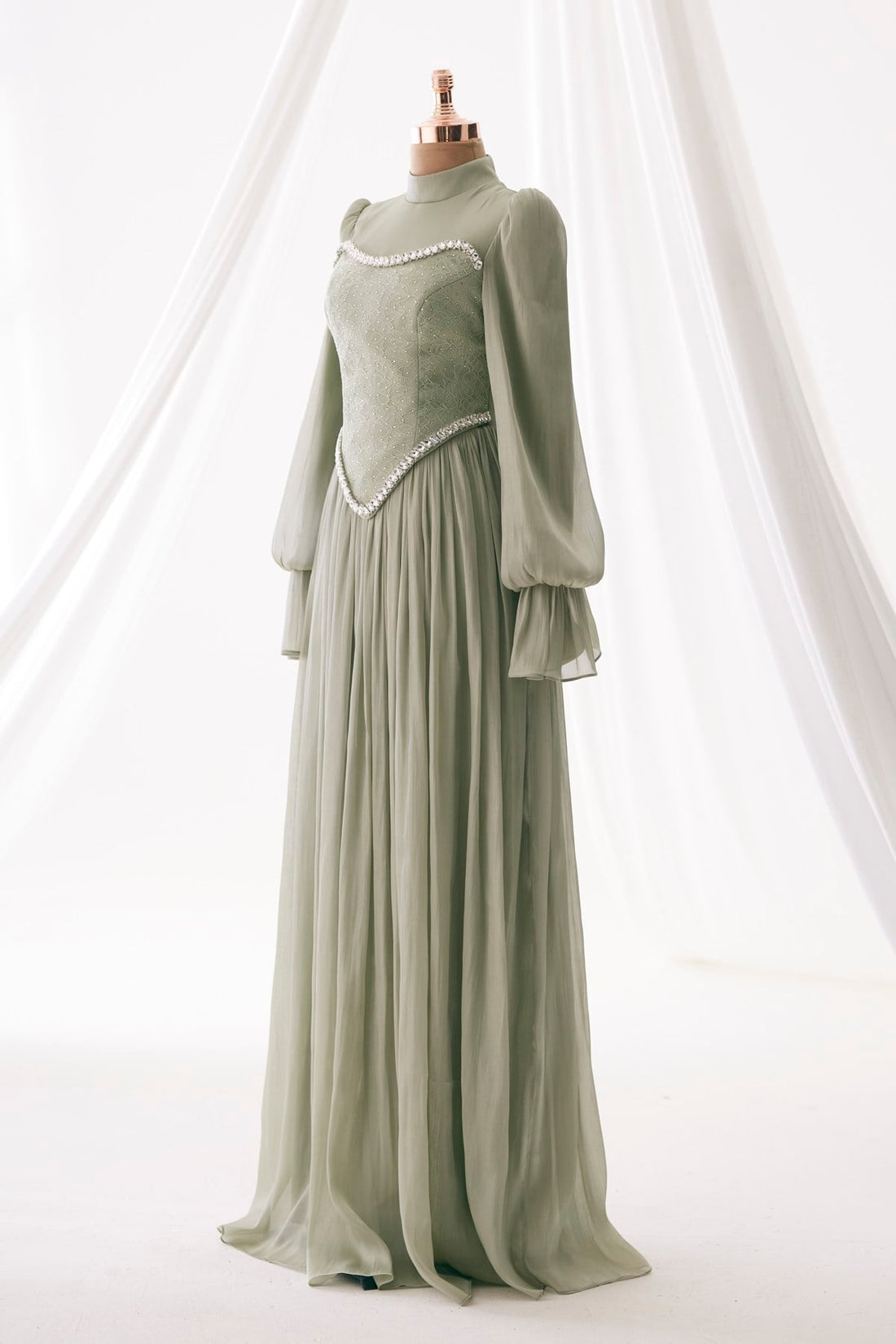 Isilay Evening Gown - Sage Green - view 5
