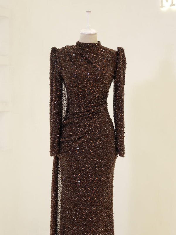 Lujain Evening Dress - Mocha