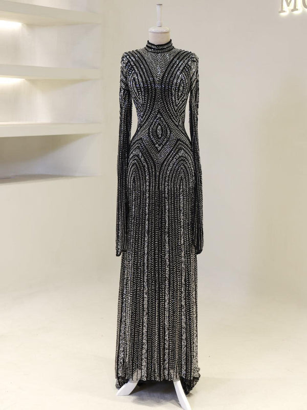 Berru Couture Evening Dress - Black Silver