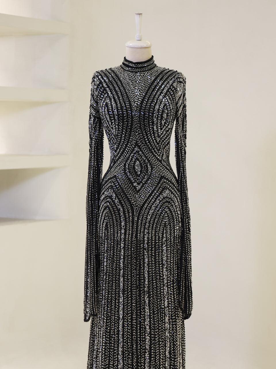 Berru Couture Evening Dress - Black Silver - view 2