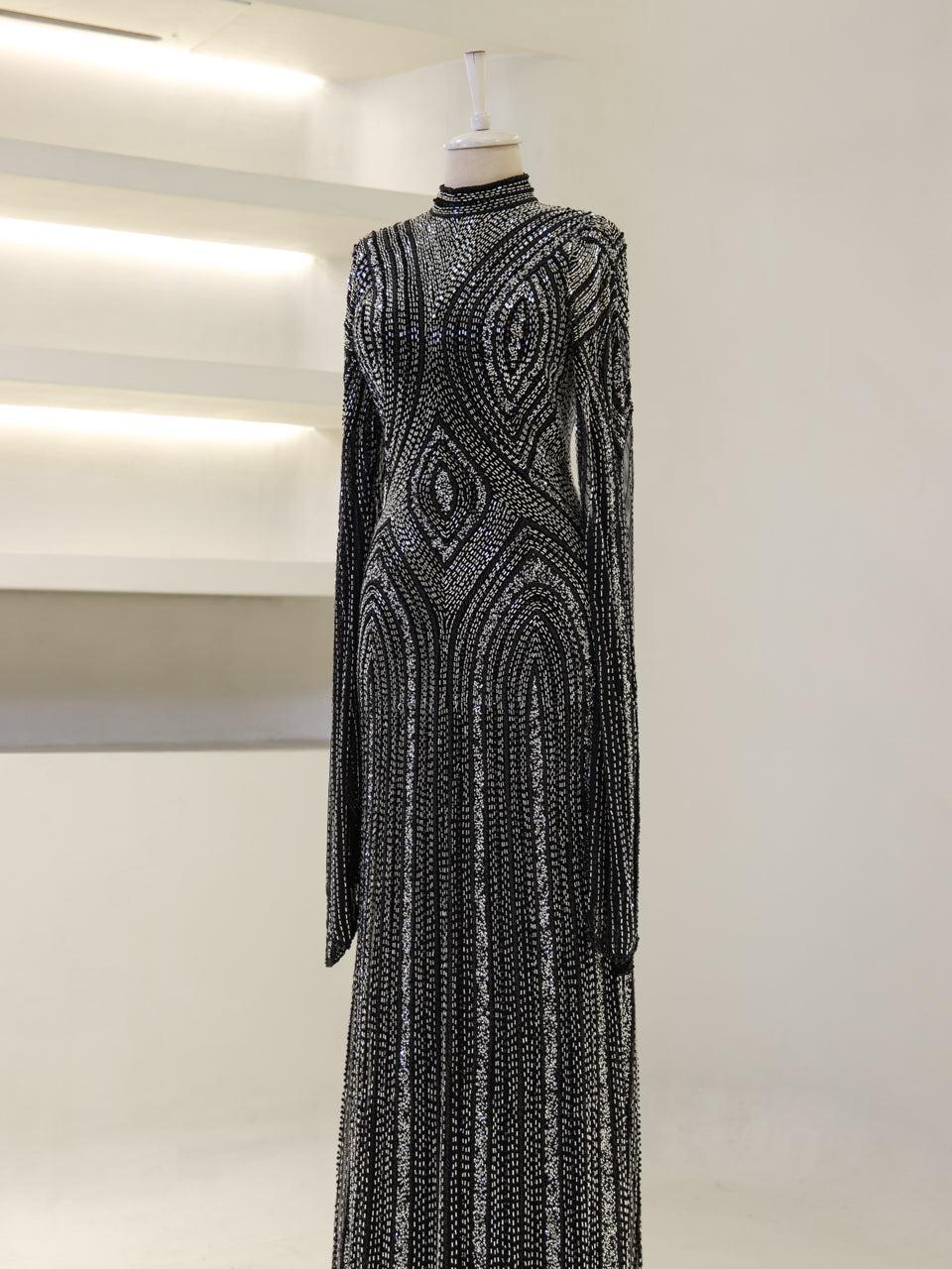 Berru Couture Evening Dress - Black Silver - view 3