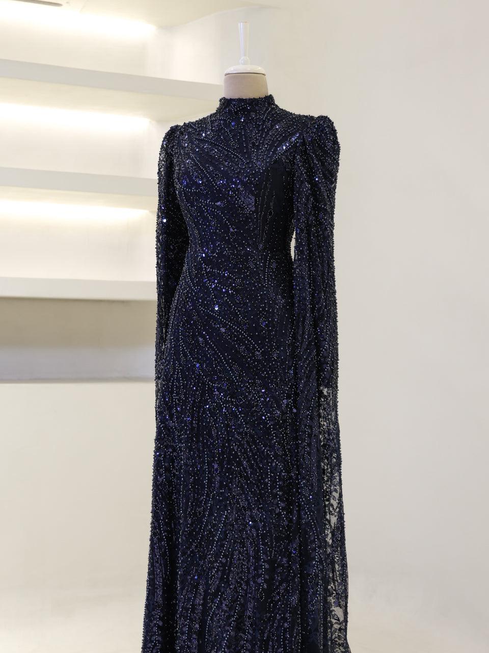 Everise Evening Dress - Navy - view 3