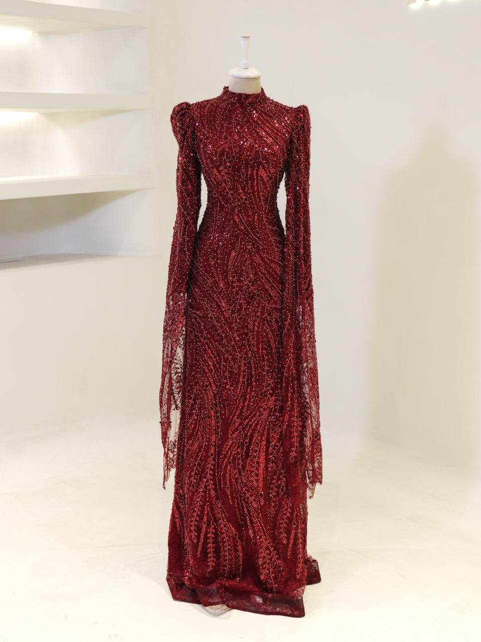 Everise Evening Dress - Burgundy - view 2