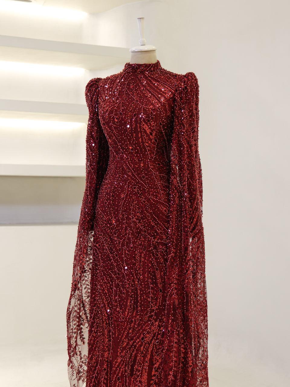 Everise Evening Dress - Burgundy - view 3