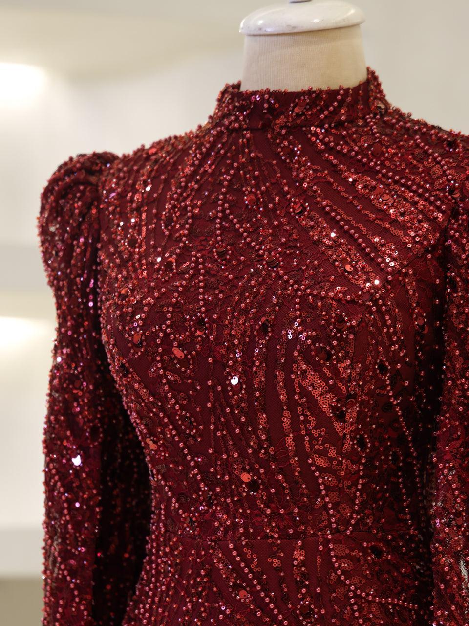 Everise Evening Dress - Burgundy - view 4