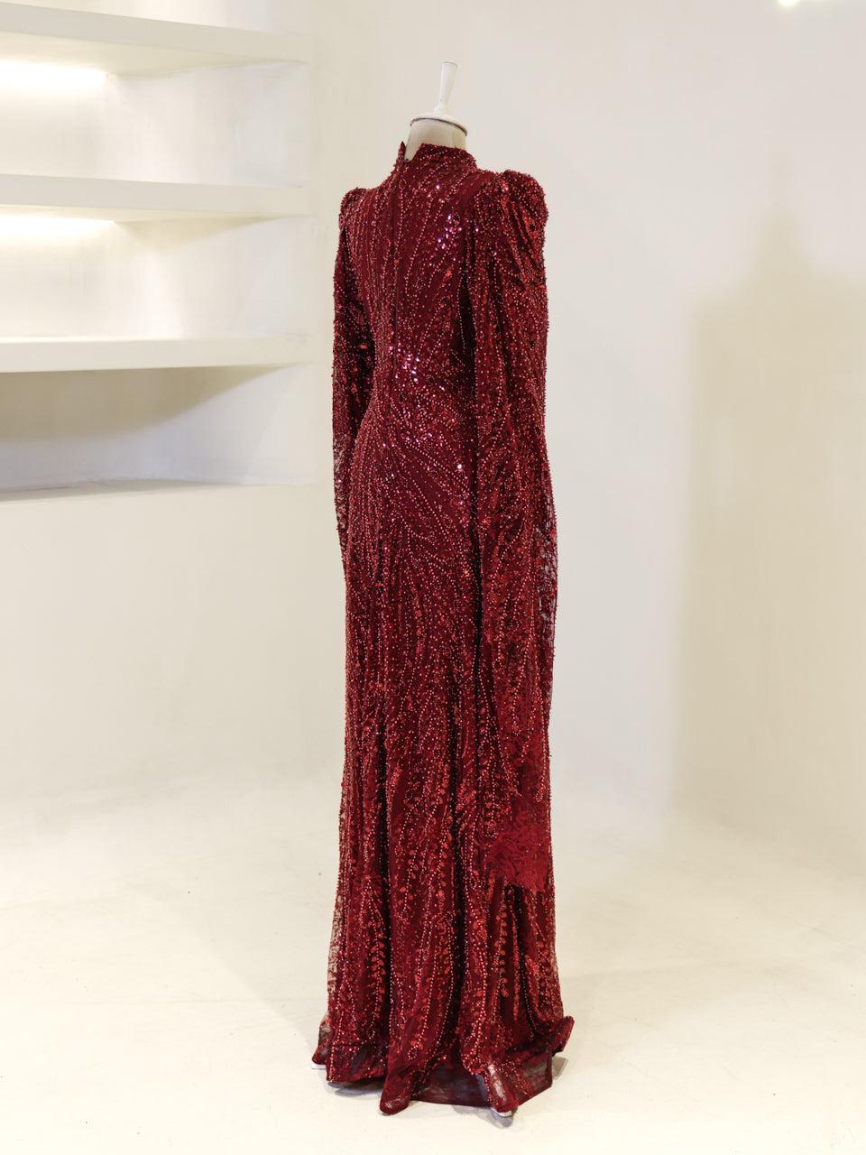 Everise Evening Dress - Burgundy - view 5