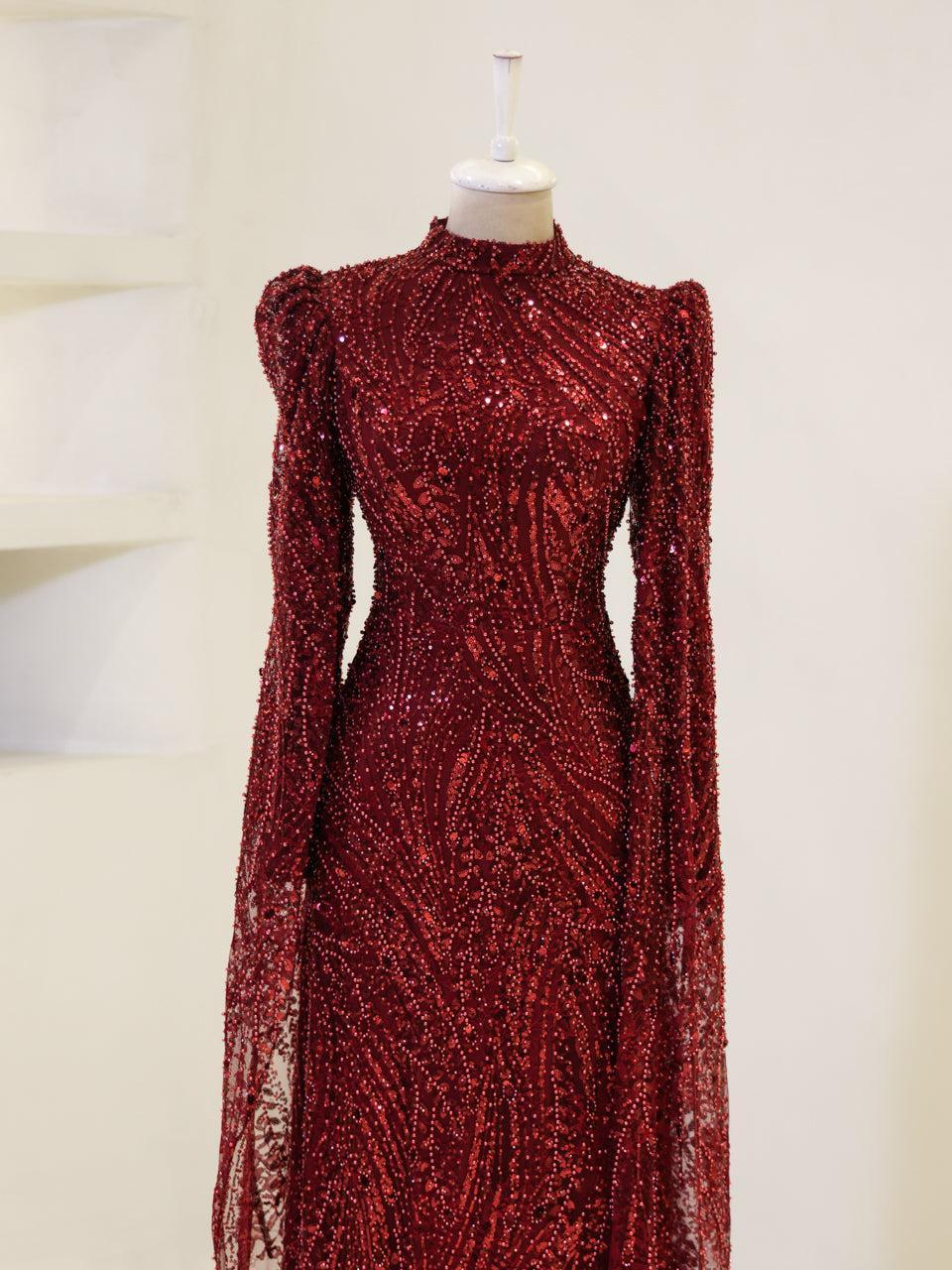 Everise Evening Dress - Burgundy