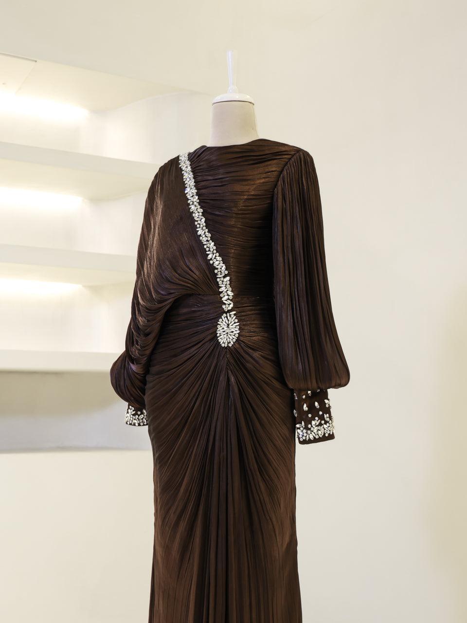 Malika Evening Dress - Mocha - view 3